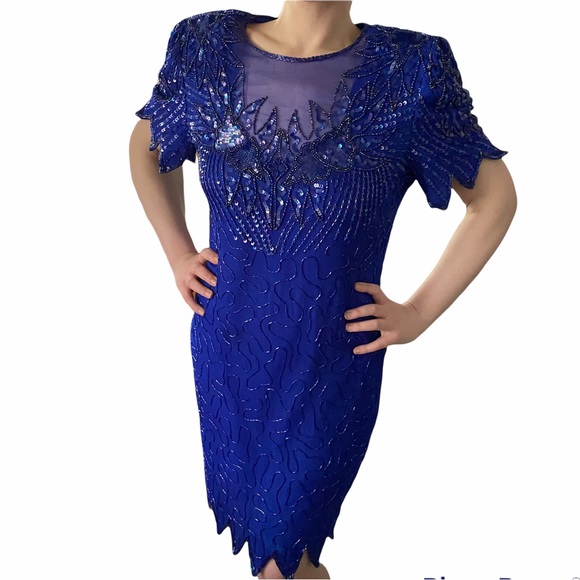 Laurence Kazar Dresses Vintage Laurence Kazar New York Blue Silk